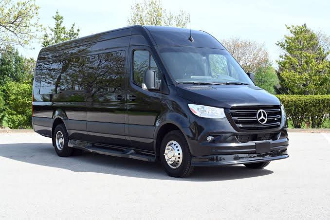 Black Mercedes-Benz Sprinter 14-passenger executive van